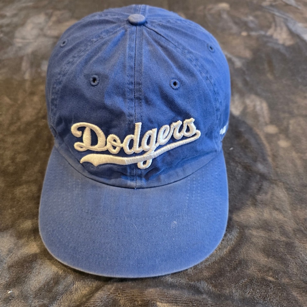 47 Brand Los Angeles Dodgers Hat Blue MLB Script Logo Adjustable Dad Cap